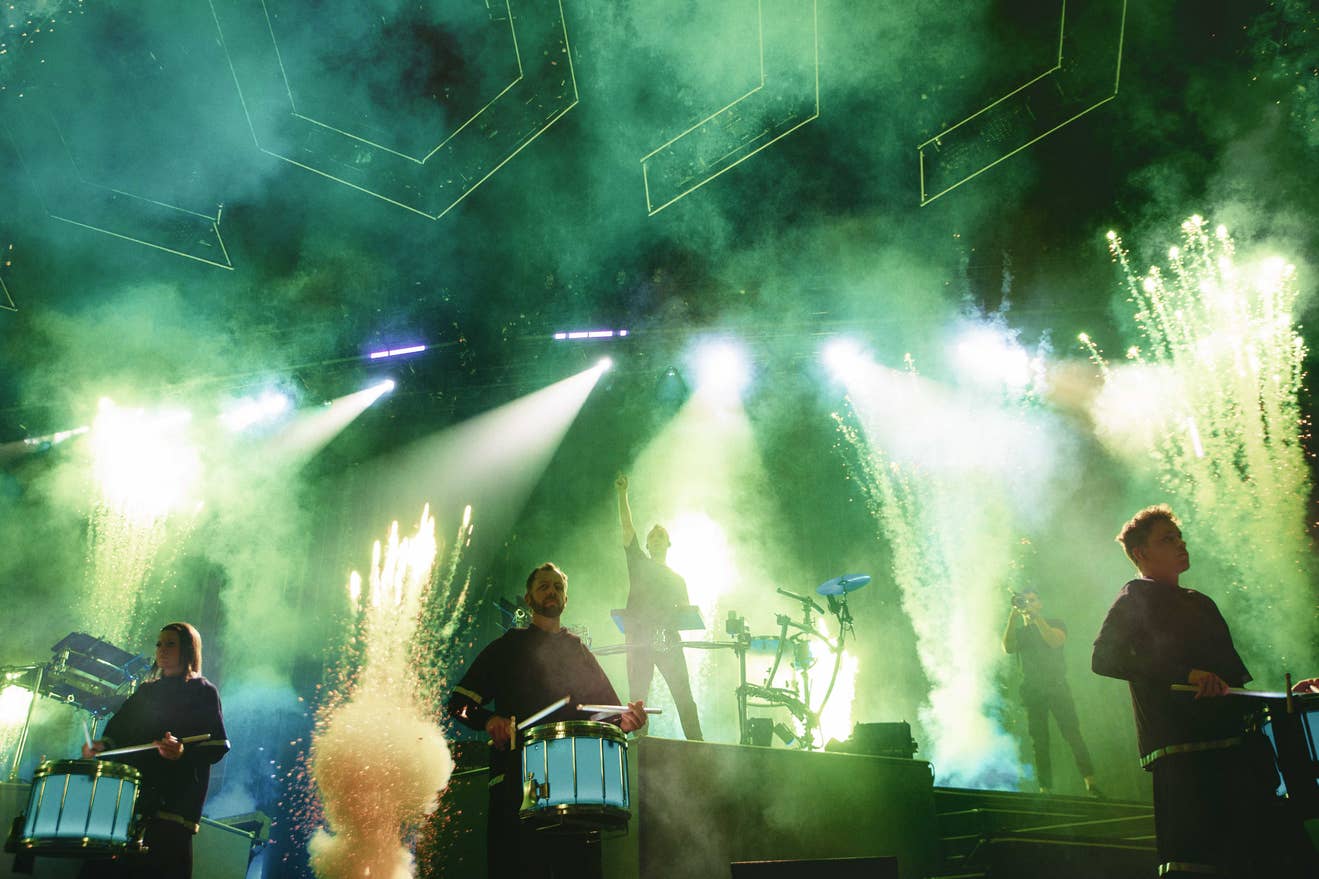 ODESZA performing at PNC Music Pavilion.